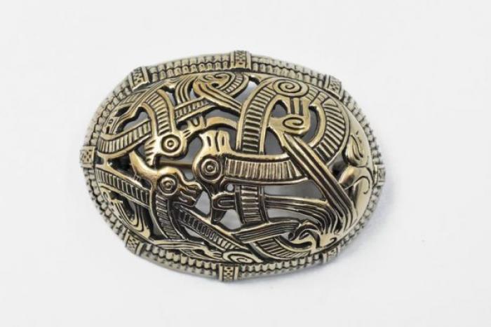 Wikinger Schalenfibel Set im Jelling-Stil aus Bronze details